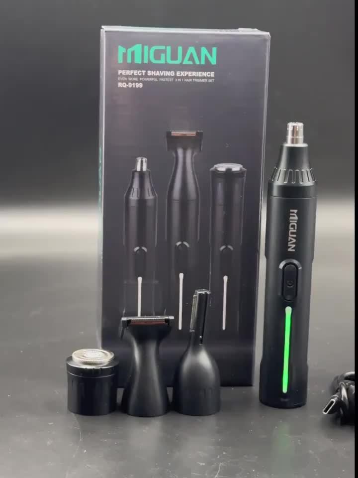 4-in-1 Professional Hair Clipper Kit USB Rechargeable Nose Ear Hair Trimmer, Beard Eyebrow Razor, Men's Grooming Tool, Black, 500mAh Battery, Personal Care Essential |Sleek Black Design Durable Construction, Haircut Must-Have