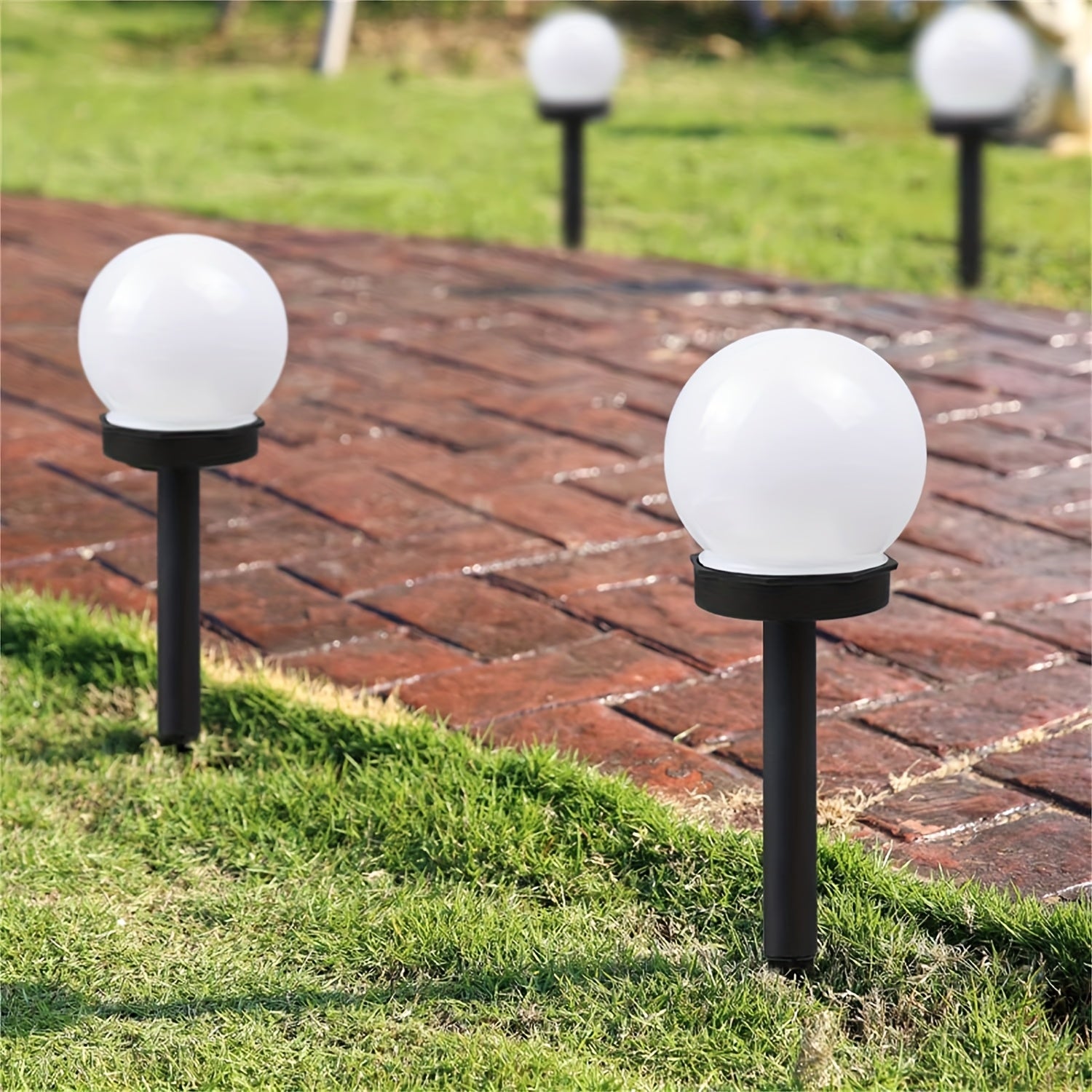 6-Pack Solar Spherical Lights, Solar Powered White Spherical Bulbs for Lawn and Garden Path Lighting, Low Voltage, Polished Finish, Plastic Material, Suitable for Yard and Garden Decor, Outdoor Lighting, Elegant Ball Design,