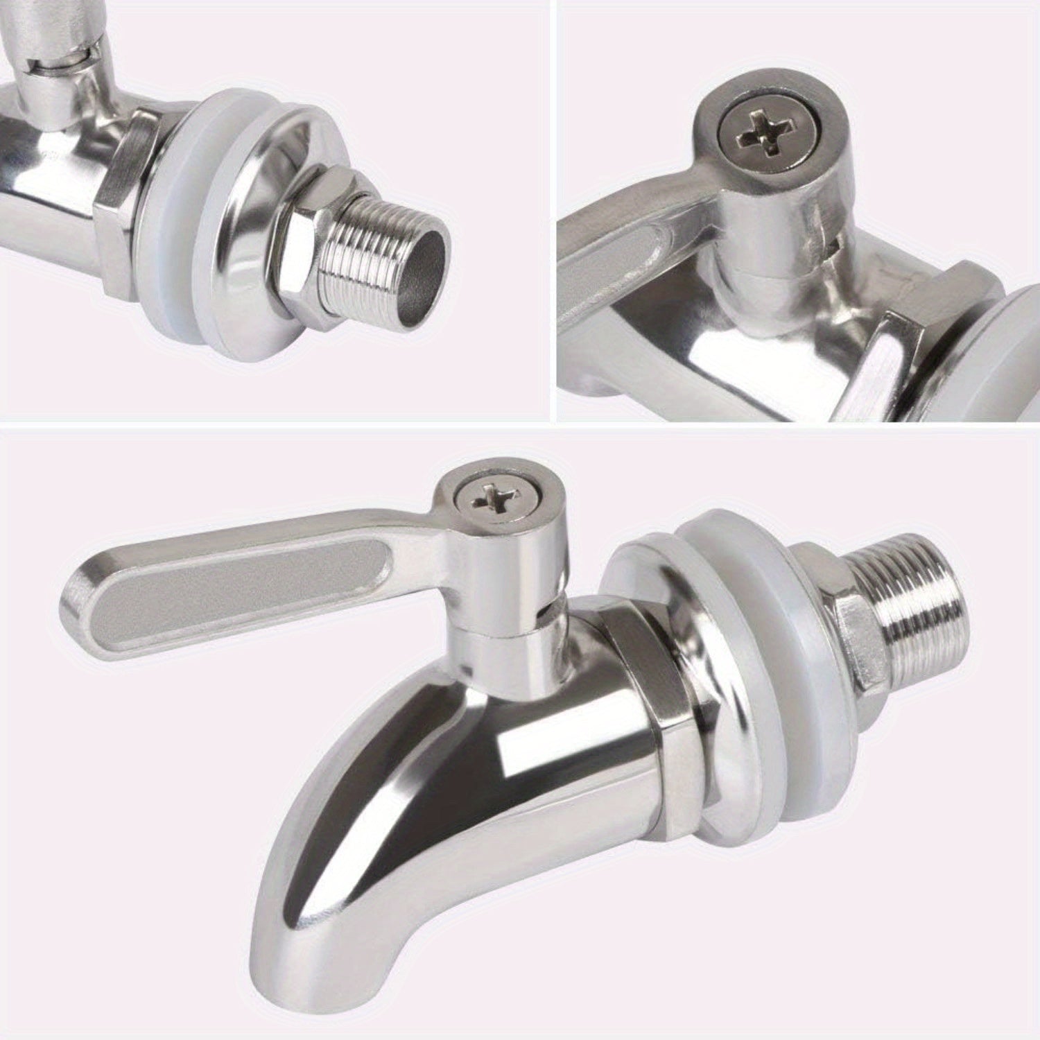 1 Stainless Steel Faucet for Wine Barrel, Beverage Dispenser Tap Replacement Spout, Suitable for Glass Jars and Wooden Barrels Home Brewing Tap