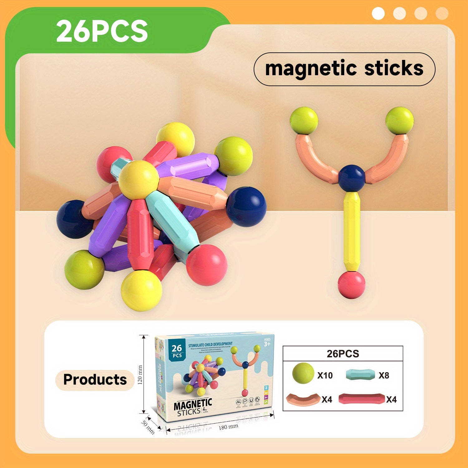 10-166pcs Magnetic Building Blocks for Kids: Magnetic Stick Game for 3 4 5 Years Old Toddlers - STEM Starter Toy for Kids Age 3-5 Preschool - Birthday Gift for Boys Girls