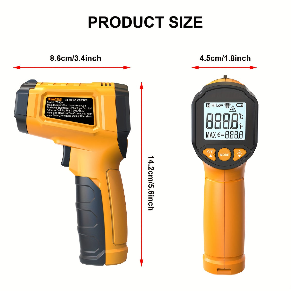 HYTAIS Infrared Thermometer with Laser Aiming - Fast Reading, Non-Contact, Wide Temperature Range (-50°F to 1112°F), Perfect for Cooking and Baking, Baking Thermometer | Digital Display | Plastic Body, Thermometer for Oven