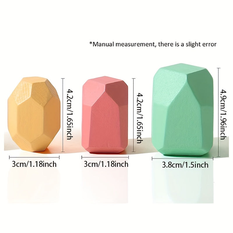 ApilaNatur KN — Set de 36 Piedras de Madera para Clasificar y Apilar (Madera de Pino, Sin Electricidad)