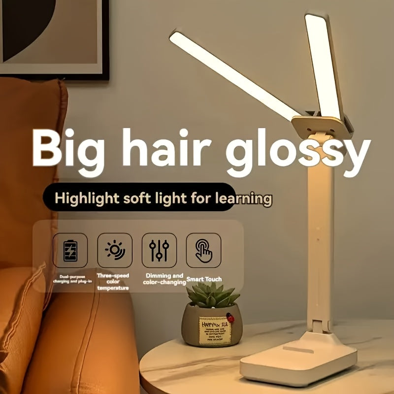 Multifunctional Dual-Head LED Desk Lamp with Touch Control, 3 Lighting Modes, USB Charging Port, and Dual Rockers - Ideal for Home Office, Dorm, Piano, and Nail Art, Home Office Desk Lamp