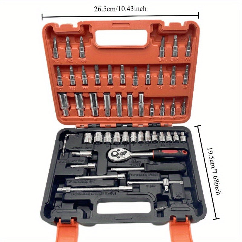 Multi-Function Wrench Set, 53 & 151pcs High Quality Ratchet and Multi-Purpose Screwdriver Kit - Professional Automotive Repair Tool Bag, Includes Socket wrenches with Various Types of Bits No battery required Suitable for Car