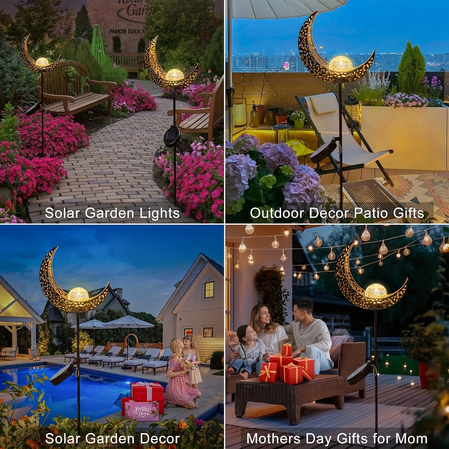 BEAKJEONG Solar-Powered Outdoor Moon Light with Motion Sensor & 3D Glowing Moon Effect - IP65 Waterproof & Rustproof Metal/ABS Construction, 39.88cm Large Solar Garden Lamp for Pathway, Patio, RV, Camping - Warm White LED Moo