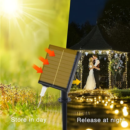 CascadaLuz AMILL — Cortina de Luces Solares para Exteriores (59,98m x 7,19m, 8 Modos con Control Remoto)