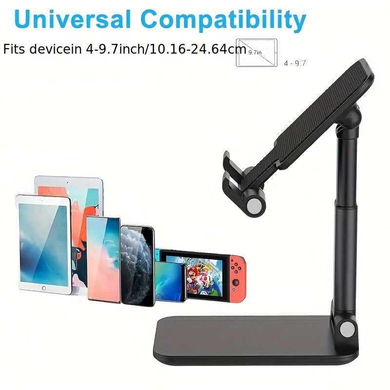 Adjustable Desktop Phone Stand Holder - Foldable, Height & Angle Adjustable, Non-Waterproof ABS Material, Universal for 10.16-20.32cm Devices, Ideal for Office & Bedroom, Compatible with iPhone iPad Samsung Tablets