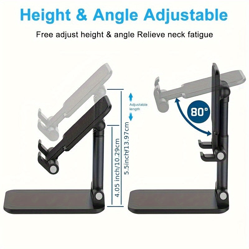Adjustable Desktop Phone Stand Holder - Foldable, Height & Angle Adjustable, Non-Waterproof ABS Material, Universal for 10.16-20.32cm Devices, Ideal for Office & Bedroom, Compatible with iPhone iPad Samsung Tablets