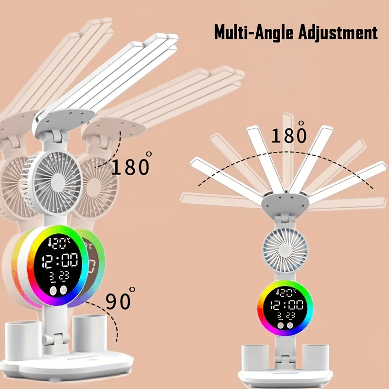 Limited Time Flash Deal 2025 New USB Smart Touch Control LED Desk Lamp - Dual Head, Adjustable Brightness and Color Changing Reading Light with Built-in Fan & Nightlight Eye Protection Design for Home Office Study in the Bedr