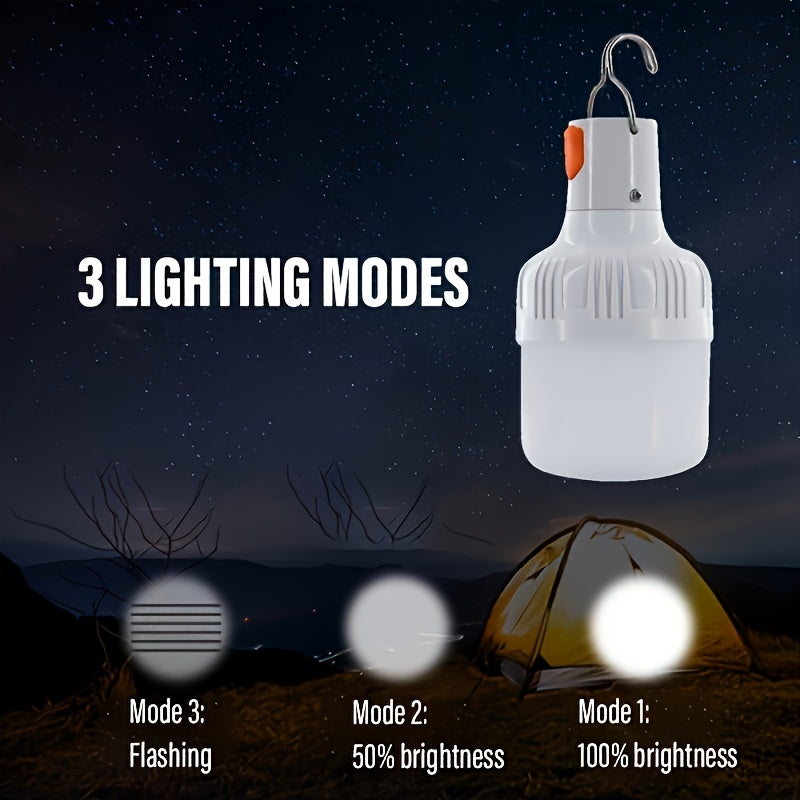 4pcs LiHangStar USB Rechargeable LED Camping Lights - Portable High Brightness Lanterns with Hooks for Emergency, Camping, Fishing, Yard & Stalls, IPX4, White, Portable Lantern | Sleek Lantern Design | Waterresistant Light