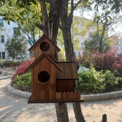 NidoRústico 3X — Casita de Madera para Pájaros con 3 Habitaciones y Ventilación Superior