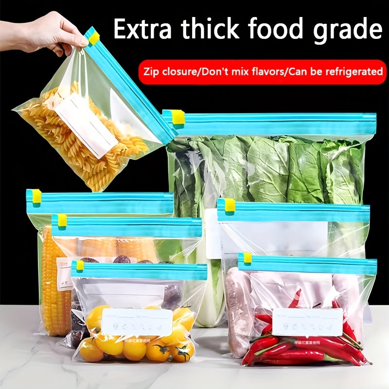 60pcs of Three Sizes Zippered Food Storage Bags, Food Classification Storage Bags, Food Fresh Keeping And Sealing Bags, Suitable for Fruits, Grains, Vegetables And Meat, Kitchen Storage And Storage, Kitchen Accessories