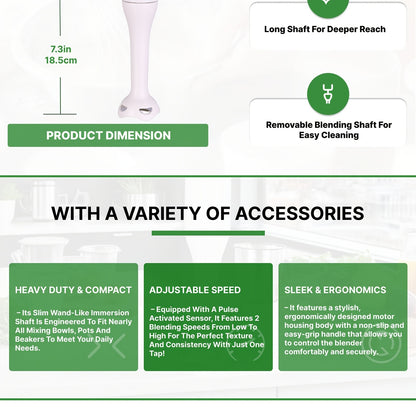 WANVOAPLS MX — Batidora de Mano Eléctrica con Control de 2 Velocidades (16000 RPM, Varilla Desmontable, Color Marfil)