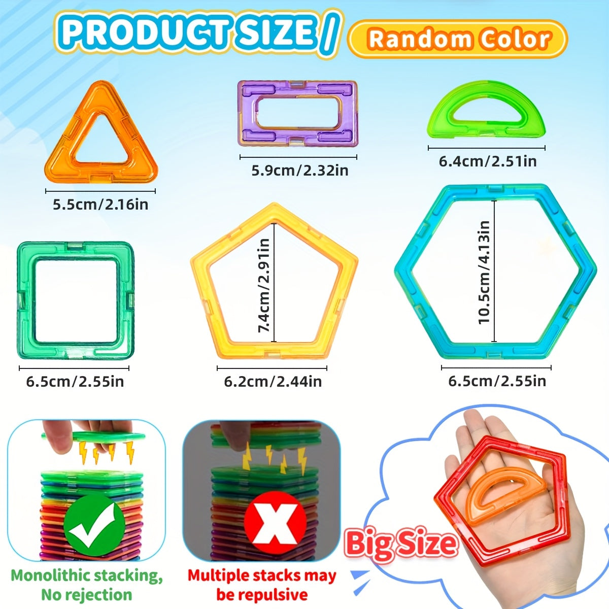 Large Magnetic Building Blocks STEM Educational Set with Storage Bag - 3D Architectural Construction for, Creative Learning Gift with Interlocking Rods, Squares, Triangles & Curved Brackets - Birthday/Christmas/Halloween Gift