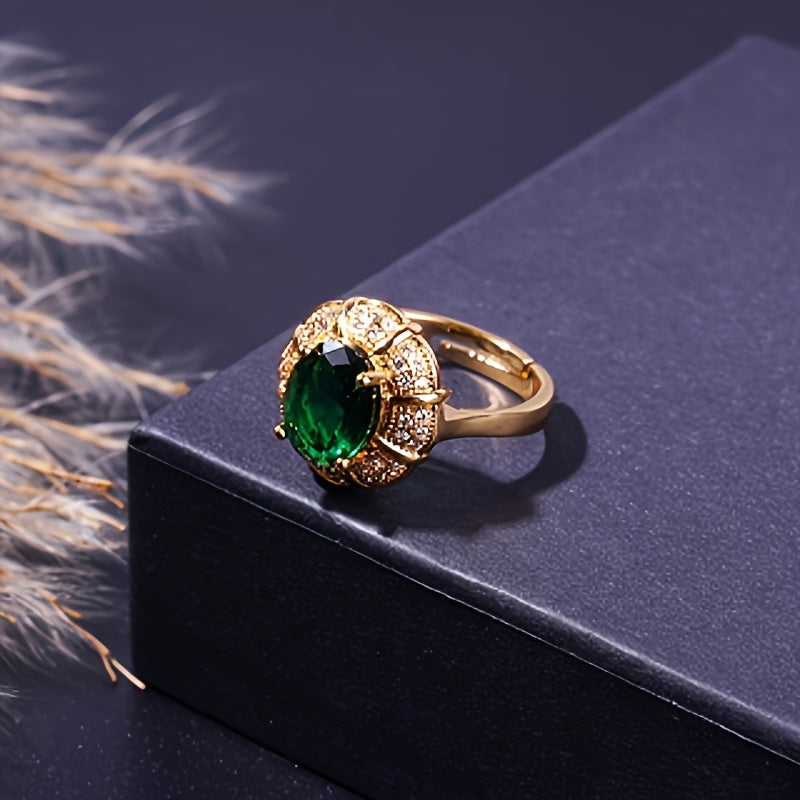 EmeraldLuxe 5 — Set de Joyería Vintage con Piedra Verde y Zirconia Cúbica (5 Piezas)