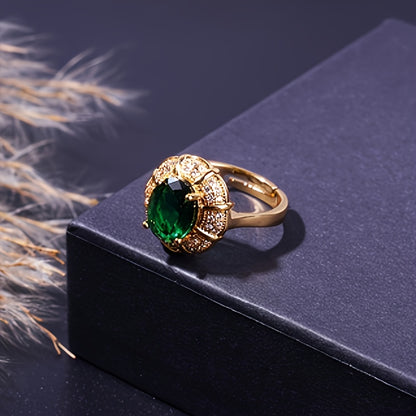 EmeraldLuxe 5 — Set de Joyería Vintage con Piedra Verde y Zirconia Cúbica (5 Piezas)