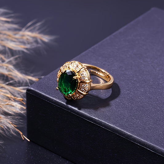 EmeraldLuxe 5 — Set de Joyería Vintage con Piedra Verde y Zirconia Cúbica (5 Piezas)