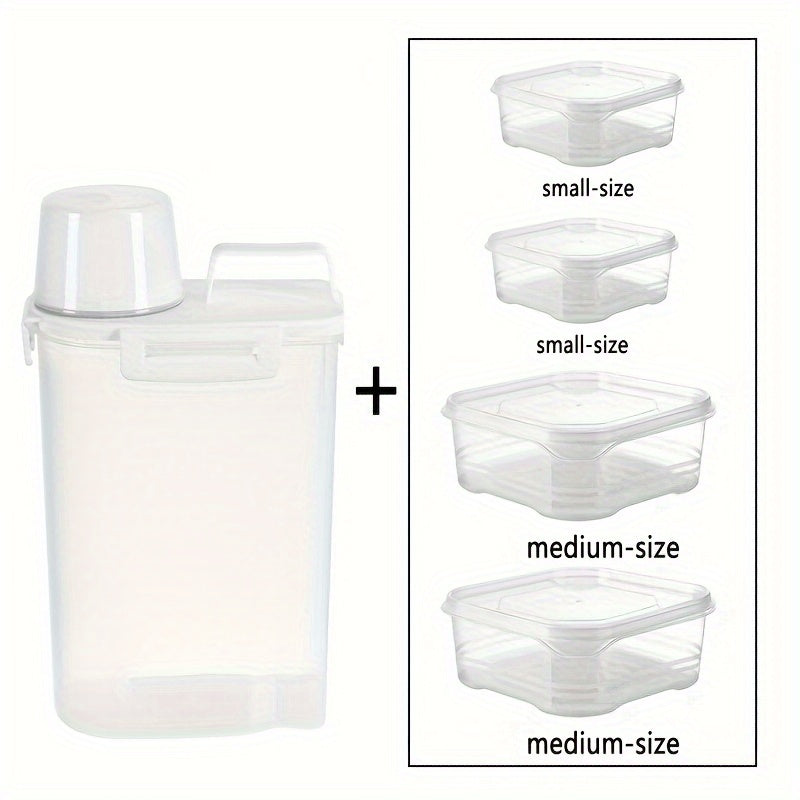5-Pack Polypropylene Food Storage Containers, Leak-Proof &, Square Can Design for Rice, Grains, Nuts, Flour, Kitchen Organizer, Food Contact Safe