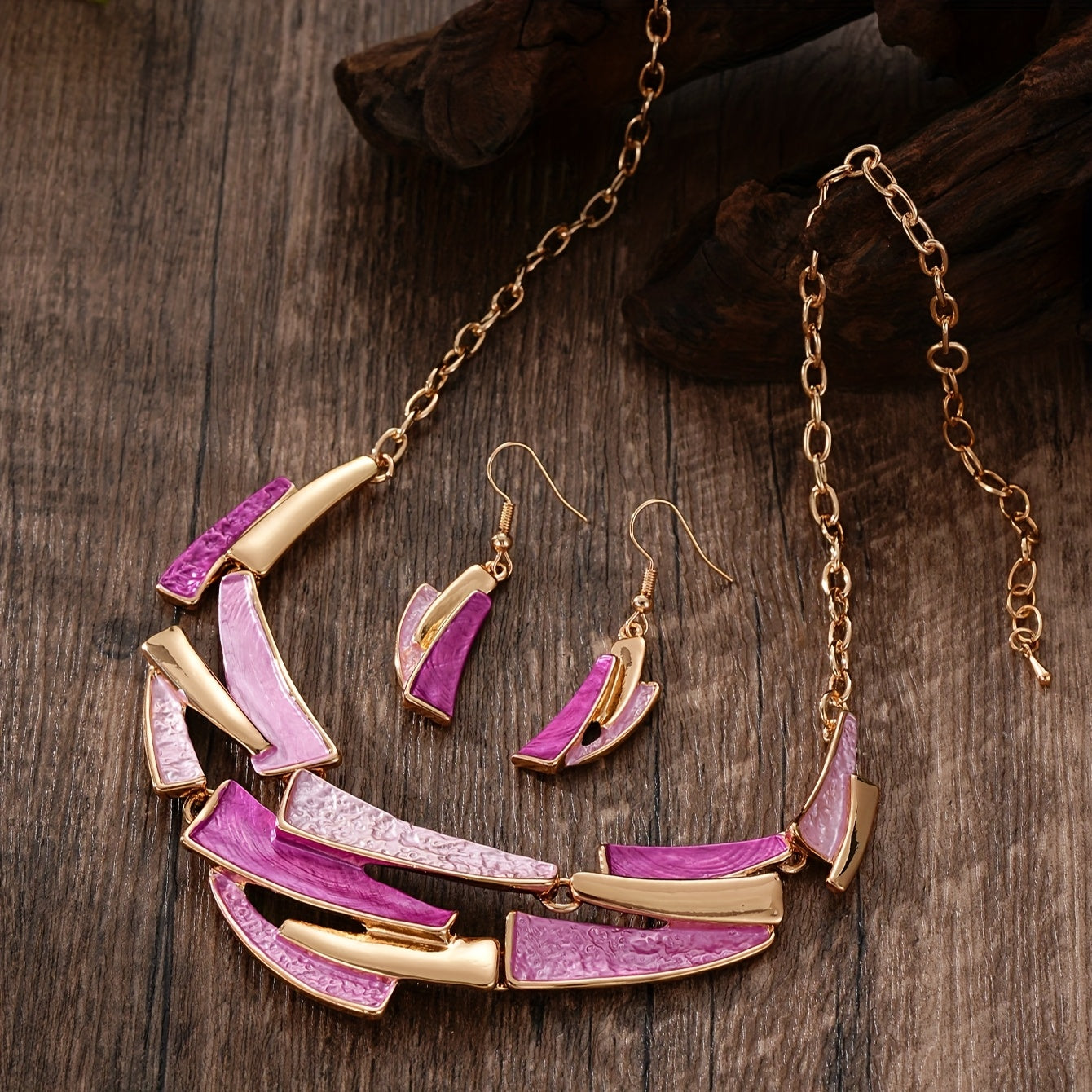 Geometric Link Earrings and Necklace Set: Vintage Bohemian Style, Zinc Alloy Material, Suitable for Daily Wear and Parties