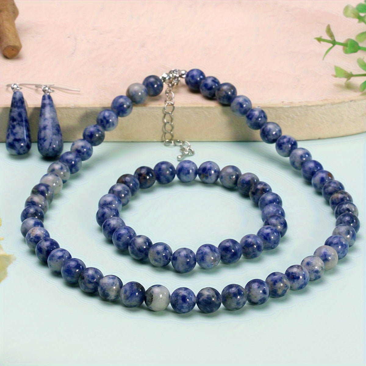Ocean Spirit — Set de Collar, Pulsera y Aros con Piedras Azules