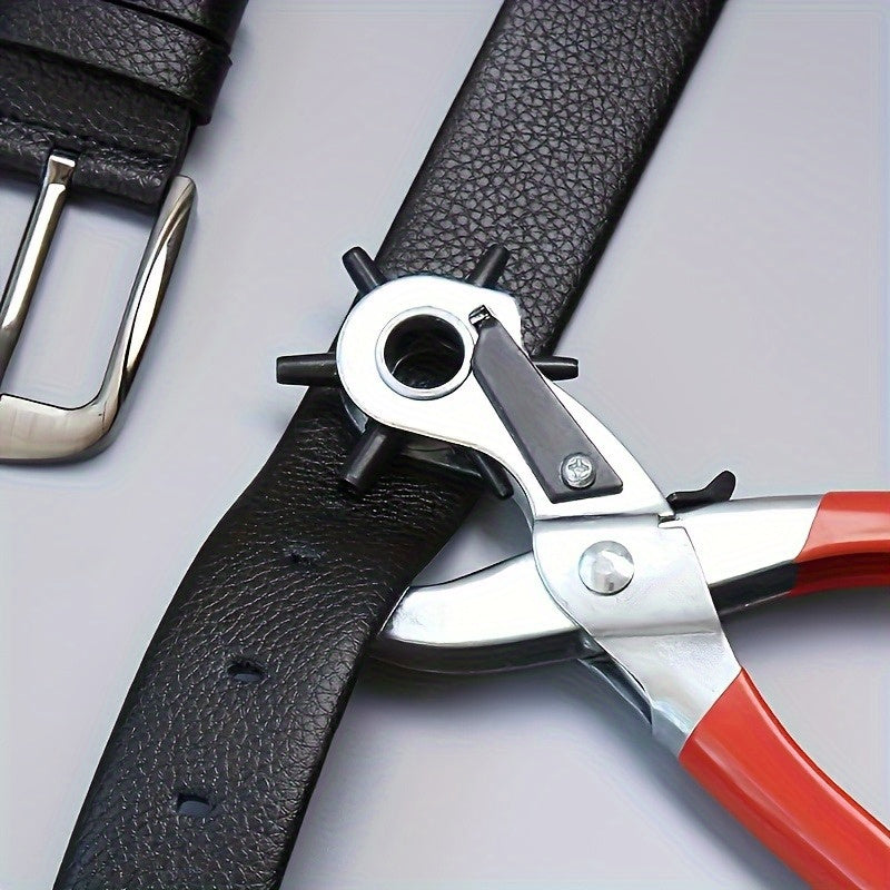 PunchPro Red — Pinza Perforadora Giratoria para Cuero Sintético y Manualidades