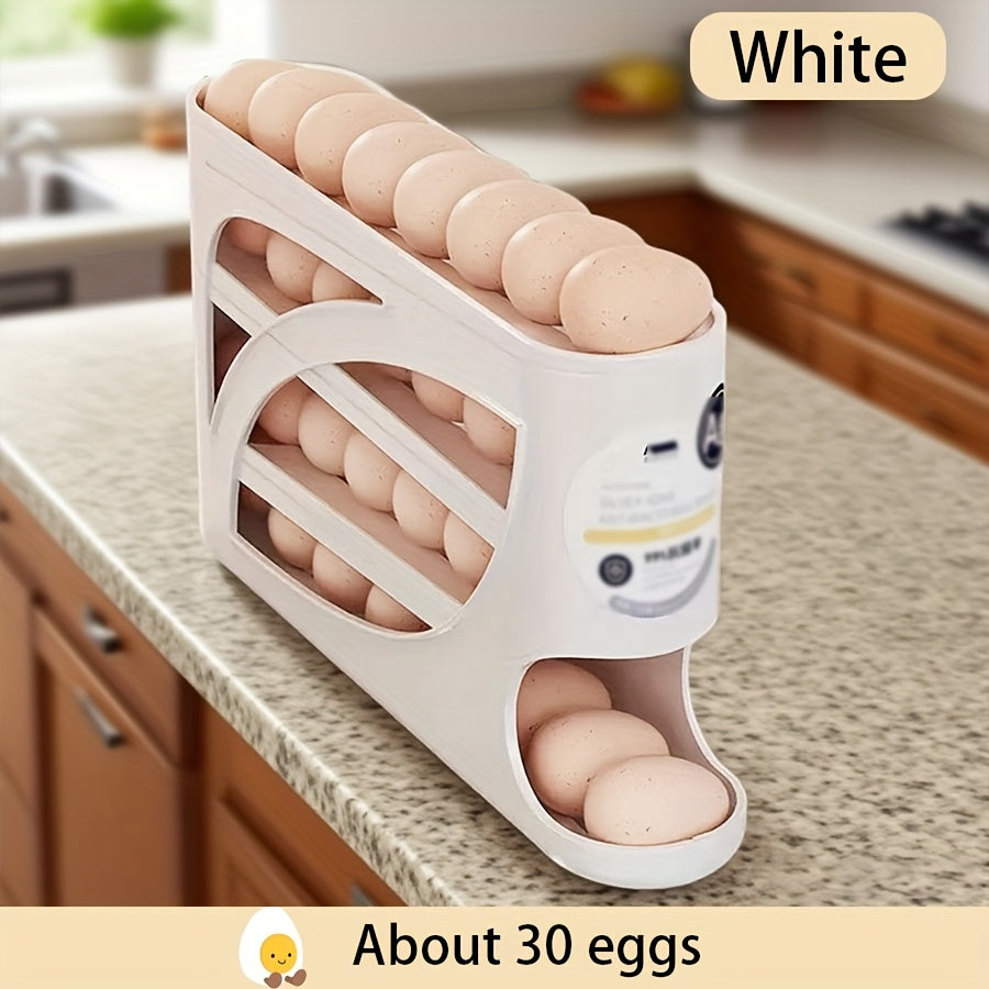 1pc Stackable Egg Holder for Refrigerator - Automatic Slide-Out Design, Space-Saving Large Capacity Storage Organizer, Transparent PP Material, Perfect for Freshness and Space Saving in Kitchen, Egg Holder for Refrigerator