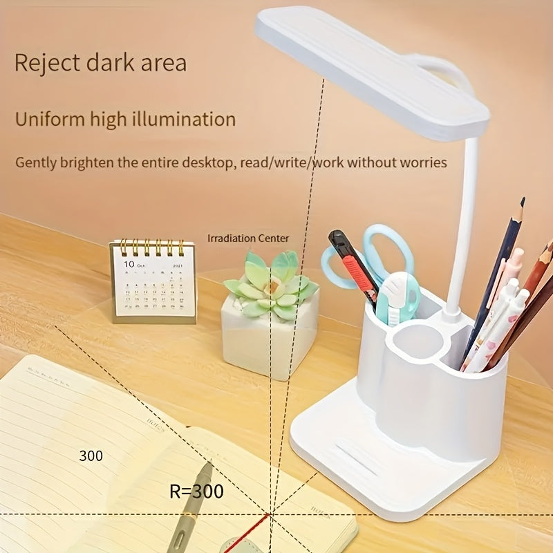 Rechargeable LED Desk Lamp with Adjustable Brightness, USB Charging 5V, Touch Control, Polished White Finish - Ideal for Reading, Music, Office & Study, Desk Lamp for Desk