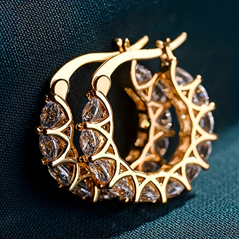 RYYM Crystal Hoops — Aros de Argolla Dorados con Zirconia