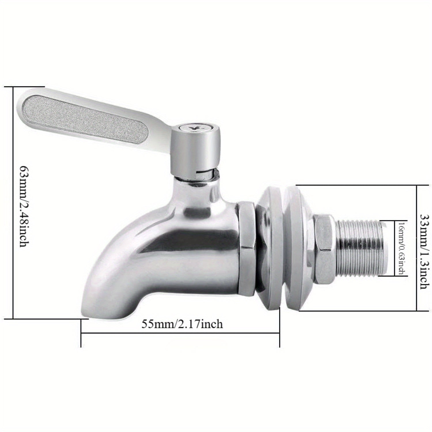 1 Stainless Steel Faucet for Wine Barrel, Beverage Dispenser Tap Replacement Spout, Suitable for Glass Jars and Wooden Barrels Home Brewing Tap