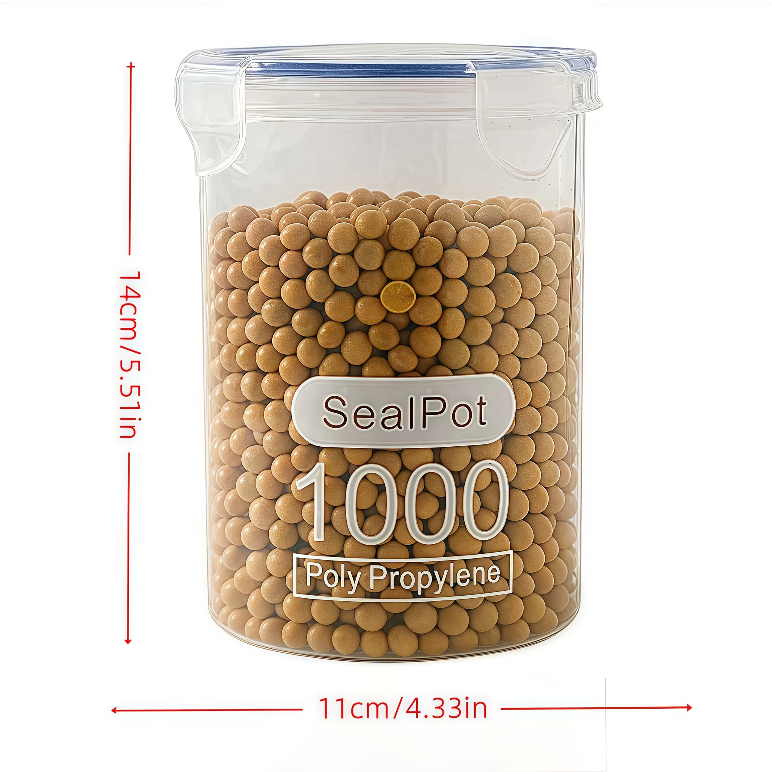 4pcs Large Airtight Grain Storage Jars with Lids - Transparent Pantry Containers, Stackable Kitchen Canisters for Dry Goods, Beans, Rice, Pasta - Leakproof Flip-Top Lid & Easy-Clean Base - Space-Saving Organizer for Pantry, R