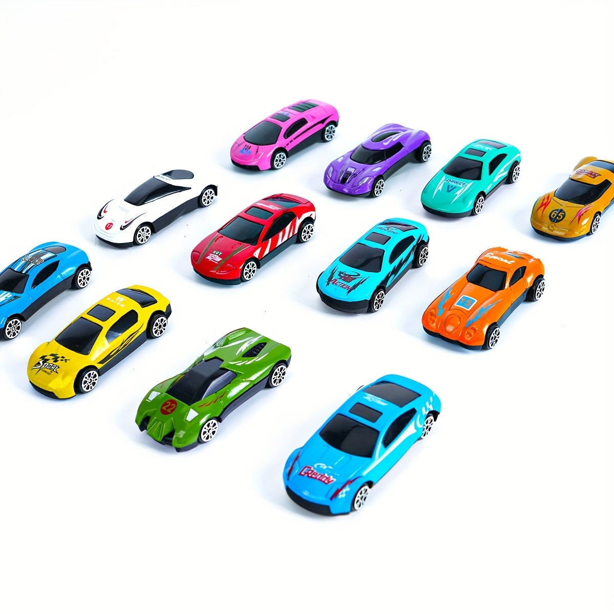 12pcs Colorful Metal Car Toy Set with Durable Metal Structure, Manual Racing Vehicles, Action Figures, Ideal for 3-9 Year Old Children, Perfect Birthday and Party Gift, Playset for Youngsters|Playful Car Set|Durable Metal Toy