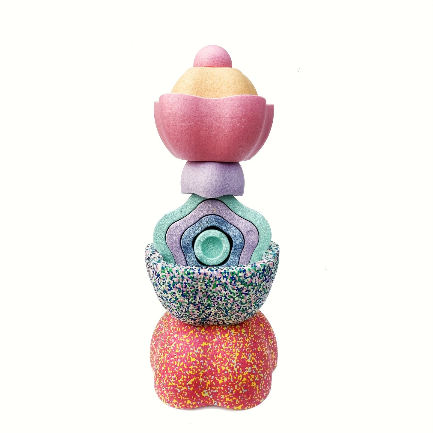 FlorEquilibrio RF — Set de 5 Piedras Sensoriales en Forma de Flor (Antideslizantes, Color Rosado, Material PP)