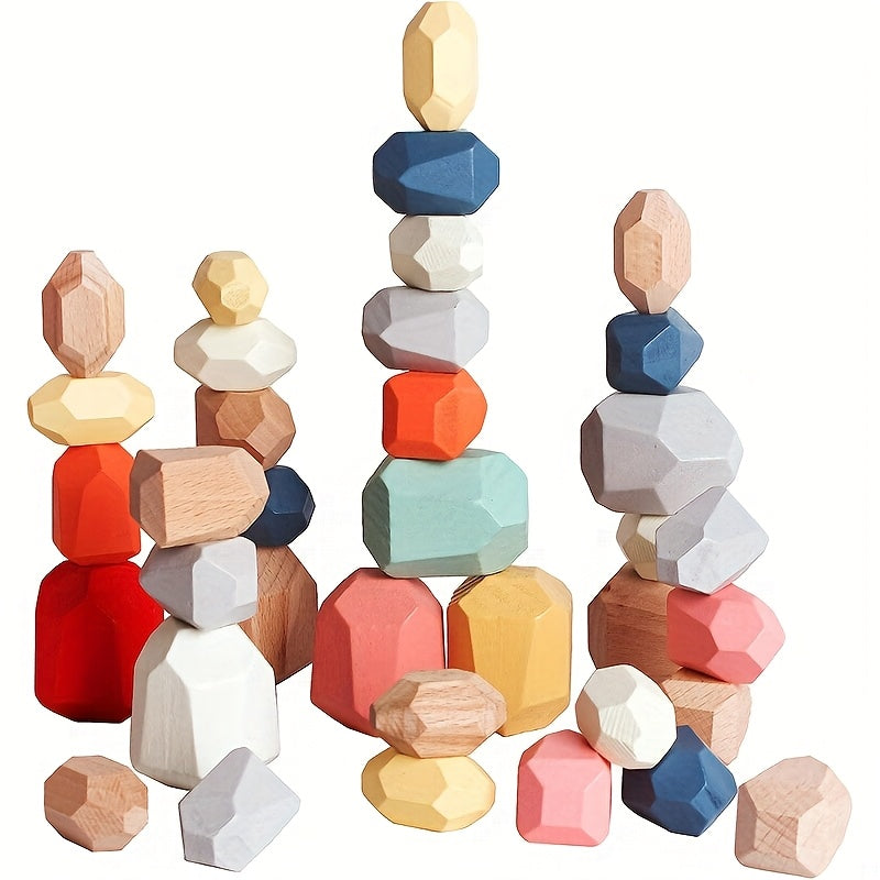 36pcs Wooden Sorting Stacking Stones for Party Activities for Halloween, Christmas Event & Party Supplies