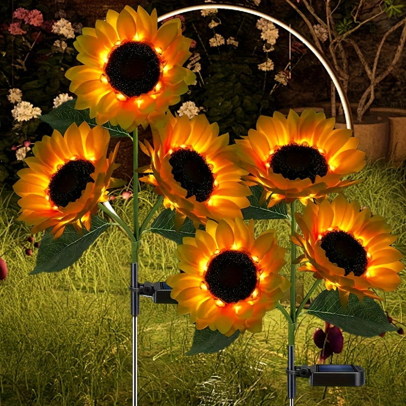 Solar LED Sunflower Garden Lights - Realistic Night Illumination for Yard, Lawn, Home, Patio & Porch Decor | Energy-Efficient Outdoor Lighting with Rechargeable Nickel Battery, Solar Decorative Lights, Solar Outdoor Decoratio