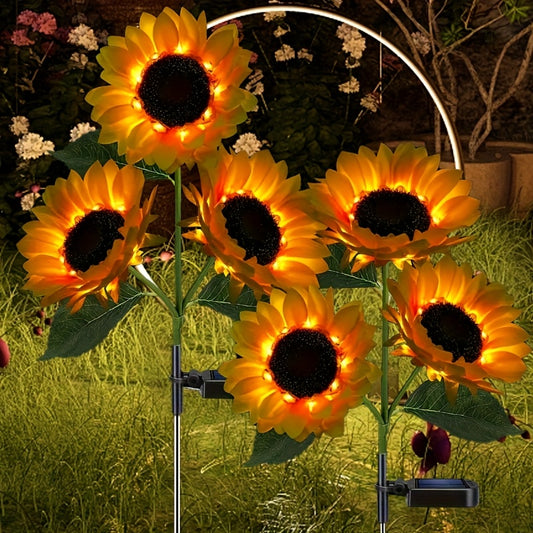SolFlor VA — Lámpara Solar LED en Forma de Girasol para Jardín (Iluminación Realista Nocturna, 1 Unidad)