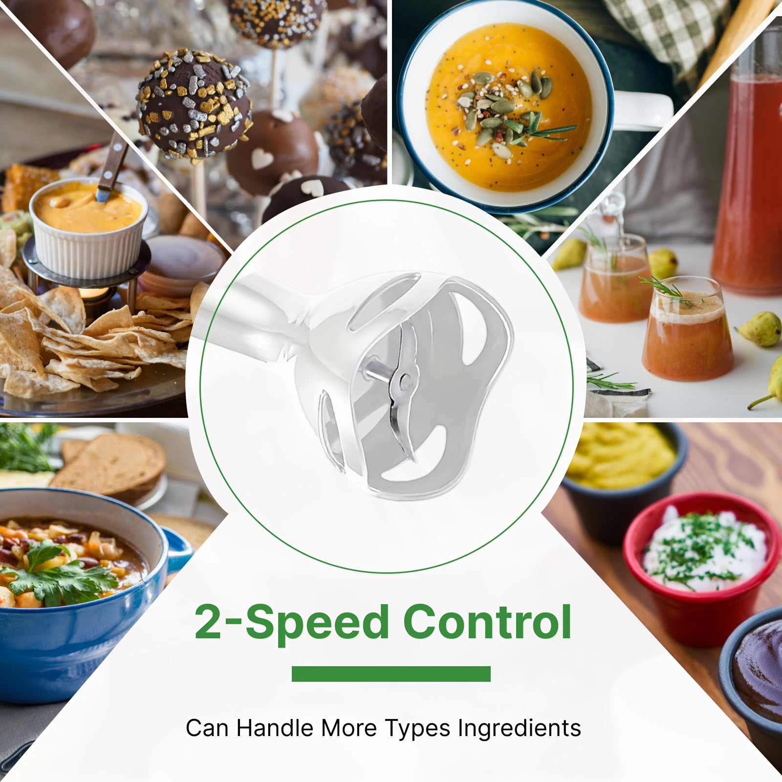 WANVOAPLS Electric Immersion Hand Blender,2- Speed Control One Hand, Kitchen Accessories, Mixer, Chopper, Ice Crushing, Removable Blending Stick for Easy Cleaning. for Purees, Smoothies, Shakes, Ivory, Soups, Sauces