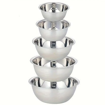 ChefSteel WX — Set de 5 Bowls de Mezcla en Acero Inoxidable con Base Antideslizante (Forma Redonda)