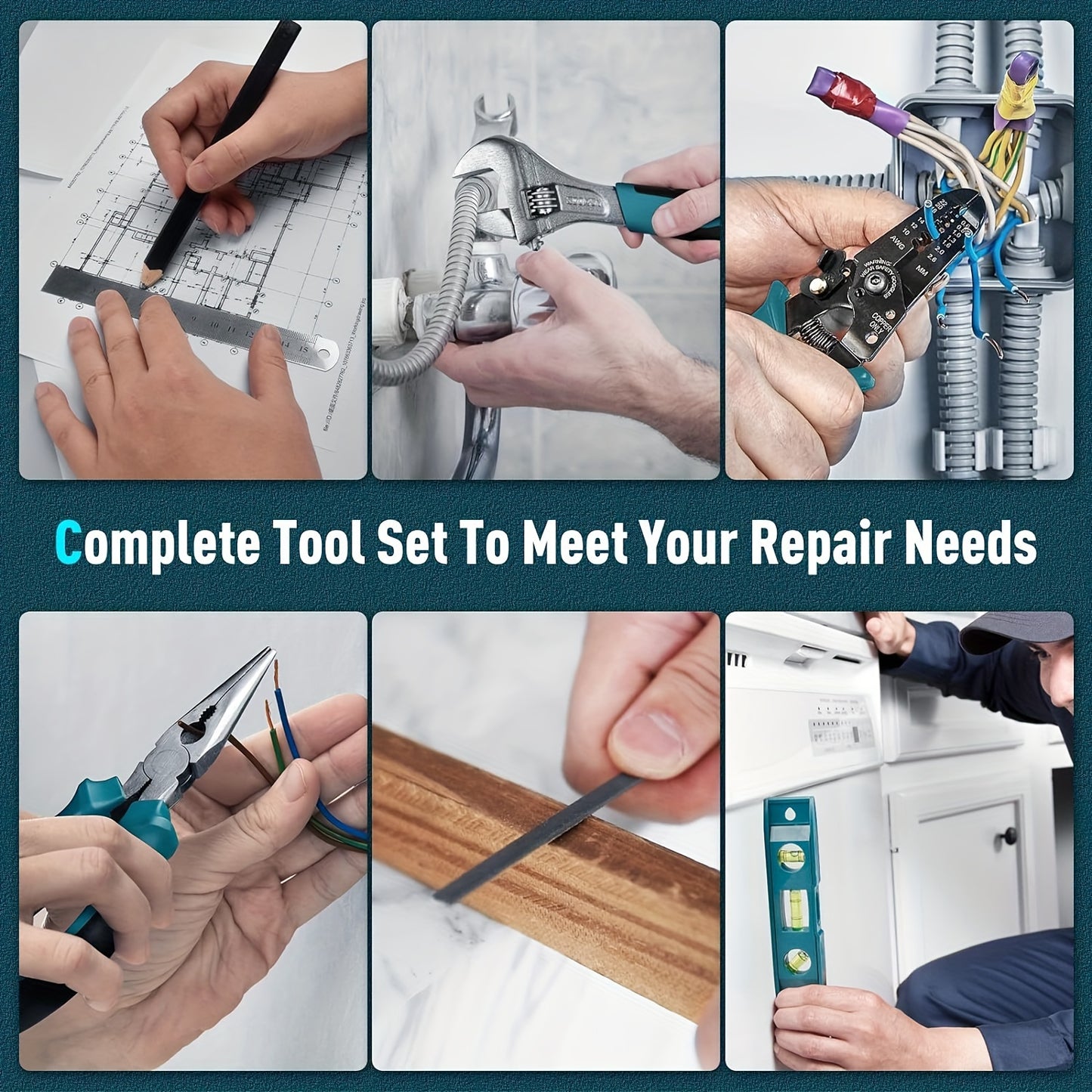 ToolMaster YJ — Kit de Herramientas Completo de 379 Piezas (Color Azul, Portátil con Cajón, Uso Doméstico y Automotriz)