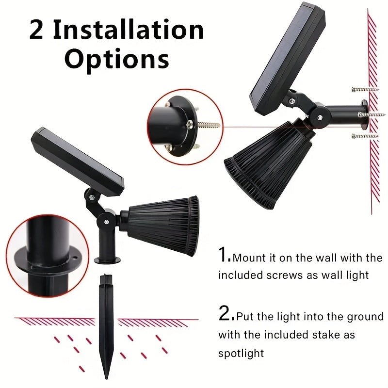 2pcs 9 LED Solar Spot Lights, IP65 Outdoor RGB Solar Landscape Lights Brightness Adjustable for Garden Yard Trees Backyard Driveway Patio Lawn Decoration Street Lamp Spotlight