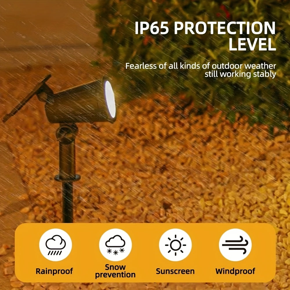 2pcs 9 LED Solar Spot Lights, IP65 Outdoor RGB Solar Landscape Lights Brightness Adjustable for Garden Yard Trees Backyard Driveway Patio Lawn Decoration Street Lamp Spotlight