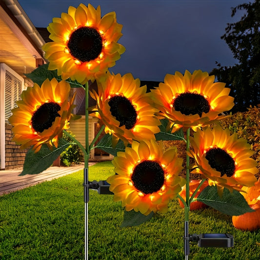 SolFlor VA — Lámpara Solar LED en Forma de Girasol para Jardín (Iluminación Realista Nocturna, 1 Unidad)