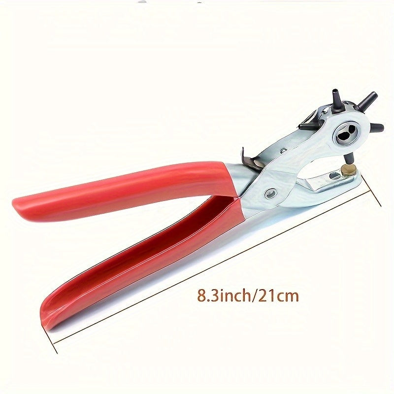 PunchPro Red — Pinza Perforadora Giratoria para Cuero Sintético y Manualidades