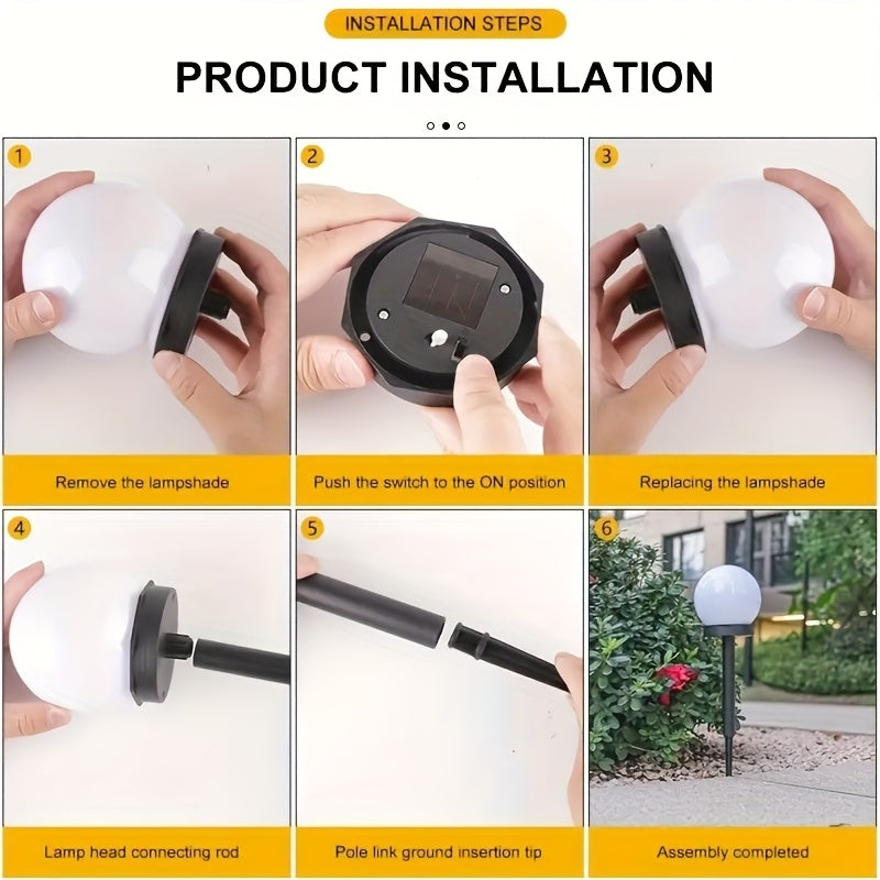 LumiSphere HB — Set de 8 Lámparas Solares LED Esféricas para Jardín (Blanco, Encendido Automático)