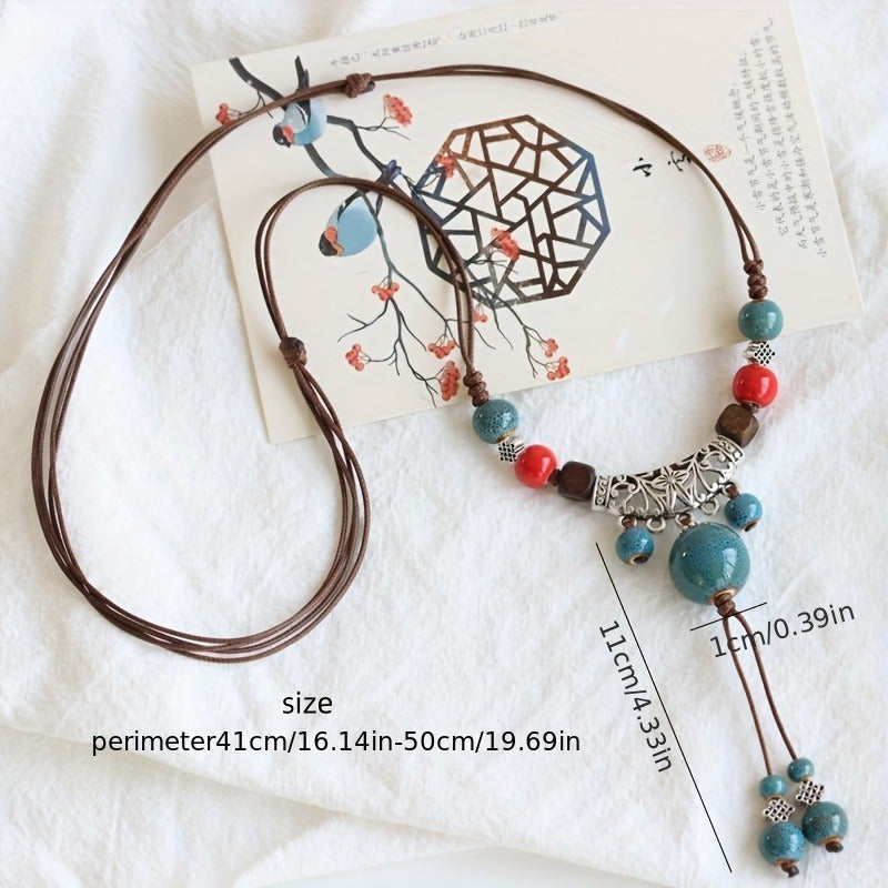 Adjustable Vintage Boho Necklace with Colorful Beads - Daily Wear and Party Occasion Jewelry
