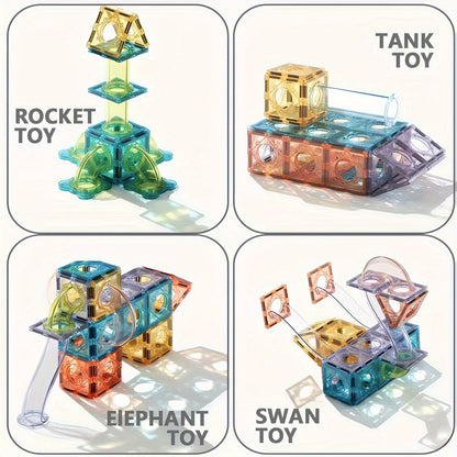 MagniTrack XK — Set de 73 Piezas de Construcción Magnética 3D (Colores Mixtos, Temática Geométrica y Arquitectónica)