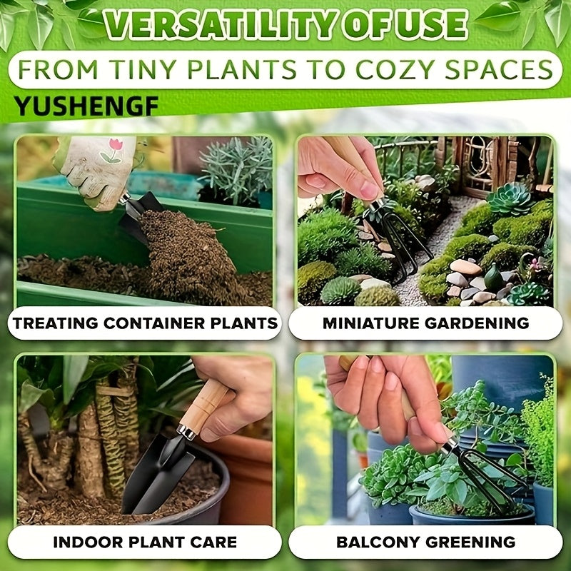 6pcs Mini Small Gardening Tools for Home Use, Suitable for Growing Vegetables, Enhancing Garden Aesthetics, Loosening Soil, Flower Digging, Arranging Potted Plants, And Small Shoveling Scoops and Rakes Mini Home Gardening Too