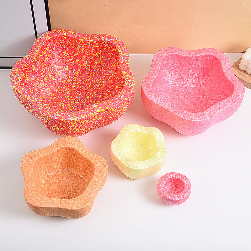 Fantasy Flower Stepping Stones 5pcs Set - Non-slip Stacking Stacking Balance Training, Indoor and Outdoor Sensory Training Equipment, Beach Yard Multi-scene Applicable (Easter/Christmas Gift Recommendation)
