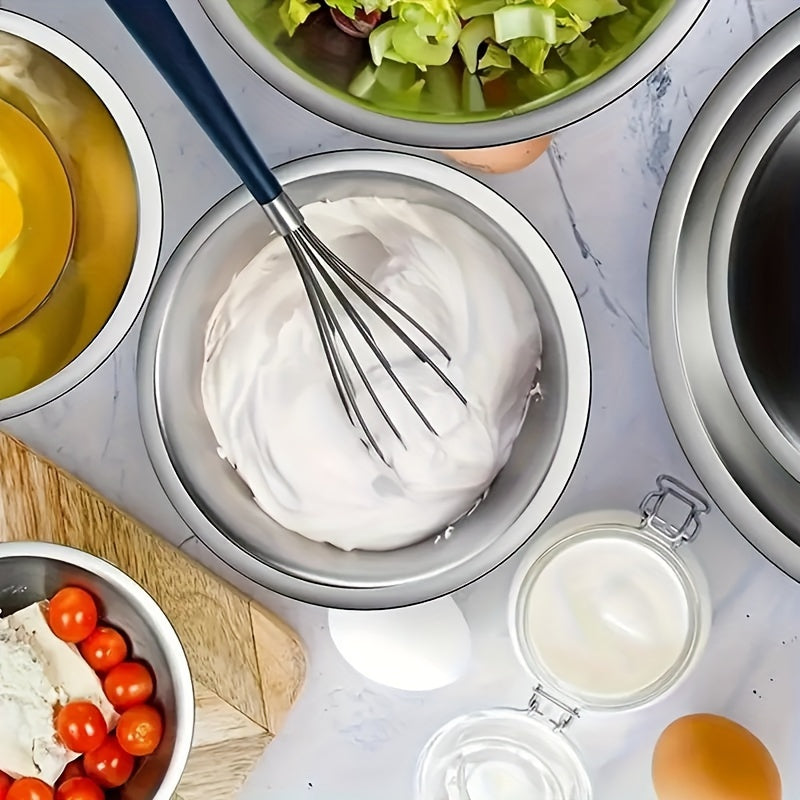 5-Piece Stainless Steel Mixing Bowl Set with Non-Slip Base - Durable, Food-Safe Bowls for Kitchen Use