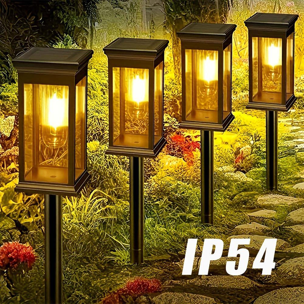 Two Packs of Solar Landscape Lights Warm Light Ground Pathway Decorative Yard IP54 Outdoor Lighting Ambiance Lamp