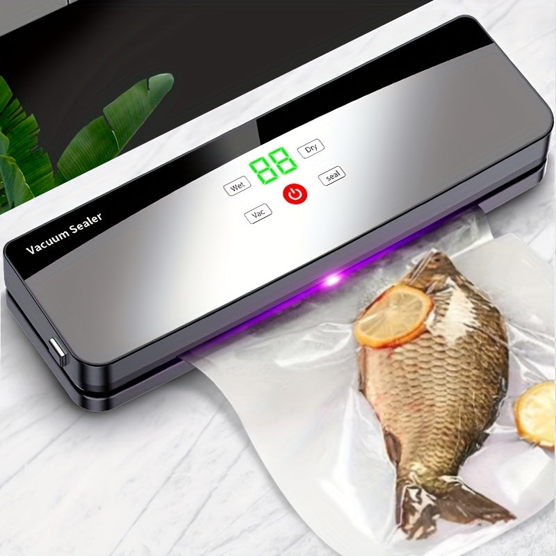Multifunctional Automatic Food Sealer, Portable Wireless Vacuum Sealer with Manual Start/Stop, Digital Display, Snack Bag Sealing, Long-Term Food Preservation, Compact and Easy-to-Use Design, Suitable for Kitchen and Outdoor
